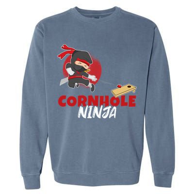 Cornhole Ninja Boy Cornhole Garment-Dyed Sweatshirt
