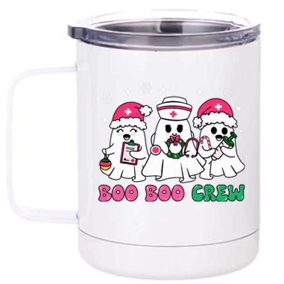 Christmas Nurse Boo Boo Crew Ghost Santa Xmas Nursing 12 oz Stainless Steel Tumbler Cup