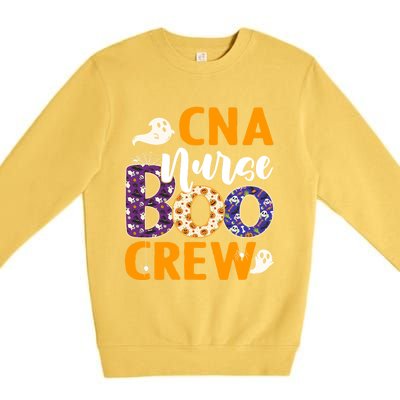 Cna Nurse Boo Crew Scary Nurse Halloween Ghost Spider Funny Gift Premium Crewneck Sweatshirt