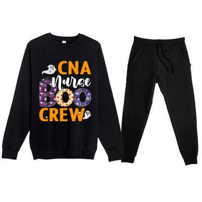 Cna Nurse Boo Crew Scary Nurse Halloween Ghost Spider Funny Gift Premium Crewneck Sweatsuit Set