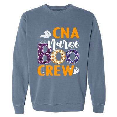 Cna Nurse Boo Crew Scary Nurse Halloween Ghost Spider Funny Gift Garment-Dyed Sweatshirt