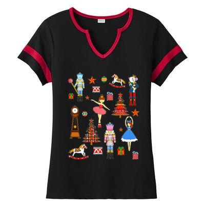 Christmas Nutcracker Ballet Xmas Pjs For Ladies Halftime Notch Neck Tee