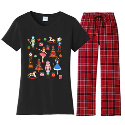 Christmas Nutcracker Ballet Xmas Pjs For Women's Flannel Pajama Set