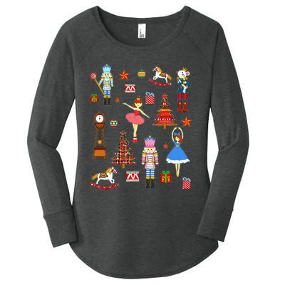 Christmas Nutcracker Ballet Xmas Pjs For Women's Perfect Tri Tunic Long Sleeve Shirt