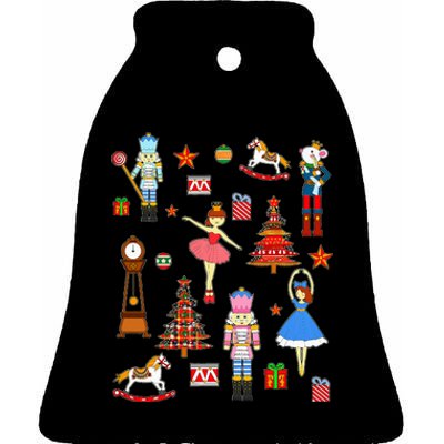 Christmas Nutcracker Ballet Xmas Pjs For Ceramic Bell Ornament