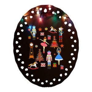 Christmas Nutcracker Ballet Xmas Pjs For Ceramic Oval Ornament