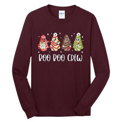 Christmas Nurse Boo Boo Crew Tree Cake Xmas Nursing Tall Long Sleeve T-Shirt