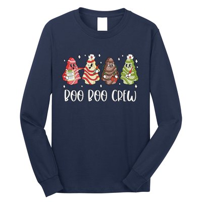 Christmas Nurse Boo Boo Crew Tree Cake Xmas Nursing Long Sleeve Shirt