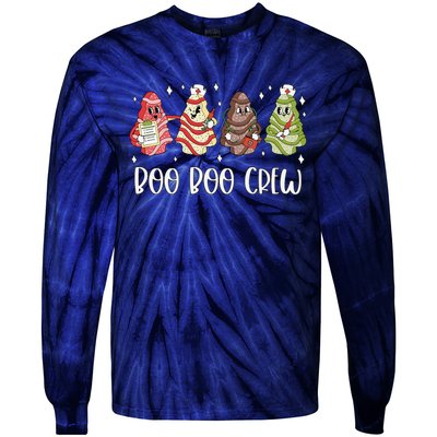 Christmas Nurse Boo Boo Crew Tree Cake Xmas Nursing Tie-Dye Long Sleeve Shirt