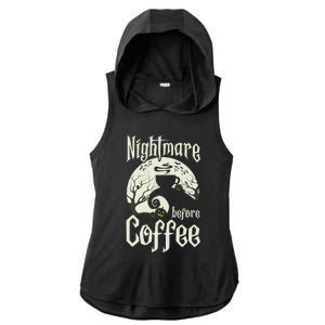 Cute Nightmare Before Coffee Halloween Funny Mug Gift Ladies PosiCharge Tri-Blend Wicking Draft Hoodie Tank