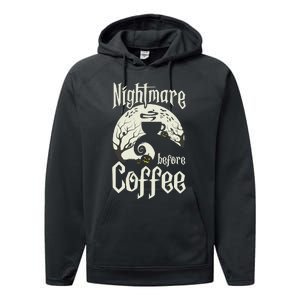 Cute Nightmare Before Coffee Halloween Funny Mug Gift Performance Fleece Hoodie