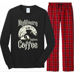 Cute Nightmare Before Coffee Halloween Funny Mug Gift Long Sleeve Pajama Set