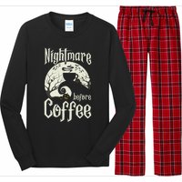 Cute Nightmare Before Coffee Halloween Funny Mug Gift Long Sleeve Pajama Set