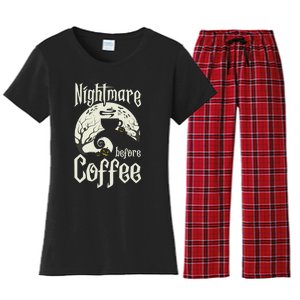 Cute Nightmare Before Coffee Halloween Funny Mug Gift Women's Flannel Pajama Set