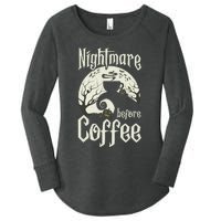 Cute Nightmare Before Coffee Halloween Funny Mug Gift Women's Perfect Tri Tunic Long Sleeve Shirt