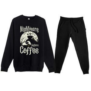 Cute Nightmare Before Coffee Halloween Funny Mug Gift Premium Crewneck Sweatsuit Set