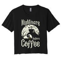 Cute Nightmare Before Coffee Halloween Funny Mug Gift Women's Crop Top Tee