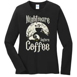 Cute Nightmare Before Coffee Halloween Funny Mug Gift Ladies Long Sleeve Shirt