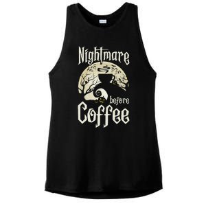 Cute Nightmare Before Coffee Halloween Funny Mug Gift Ladies PosiCharge Tri-Blend Wicking Tank