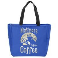 Cute Nightmare Before Coffee Halloween Funny Mug Gift Zip Tote Bag