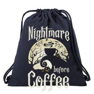 Cute Nightmare Before Coffee Halloween Funny Mug Gift Drawstring Bag