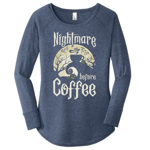 Cute Nightmare Before Coffee Halloween Funny Mug Gift Women's Perfect Tri Tunic Long Sleeve Shirt