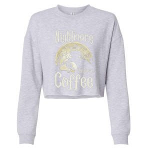 Cute Nightmare Before Coffee Halloween Funny Mug Gift Cropped Pullover Crew