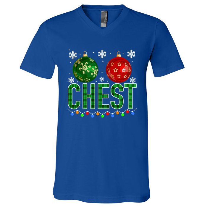 Chest Nuts Chestnuts Christmas Ornats Xmas Cool Gift V-Neck T-Shirt