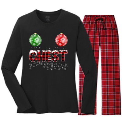 Chest Nuts Christmas Matching Couple Chestnuts Women's Long Sleeve Flannel Pajama Set 