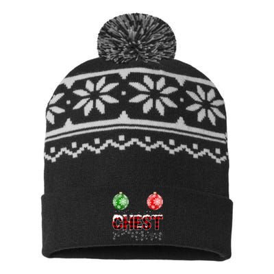 Chest Nuts Christmas Matching Couple Chestnuts USA-Made Snowflake Beanie