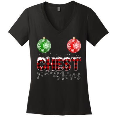 Chest Nuts Christmas Matching Couple Chestnuts Women's V-Neck T-Shirt