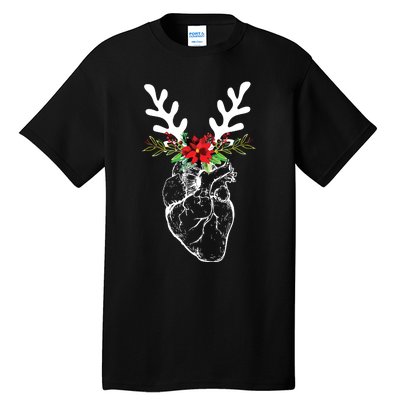 Cardiac Nurse Christmas Heart Anatomy Reindeer Tall T-Shirt