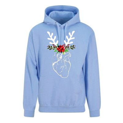 Cardiac Nurse Christmas Heart Anatomy Reindeer Unisex Surf Hoodie