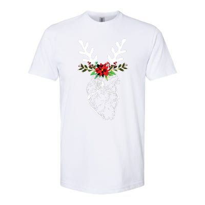 Cardiac Nurse Christmas Heart Anatomy Reindeer Softstyle® CVC T-Shirt