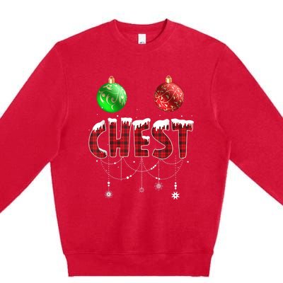 Chest Nuts Christmas  Matching Couple Chestnuts Premium Crewneck Sweatshirt