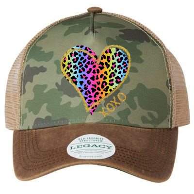 Colorful Neon Cheetah Print Heart Xoxo Legacy Tie Dye Trucker Hat