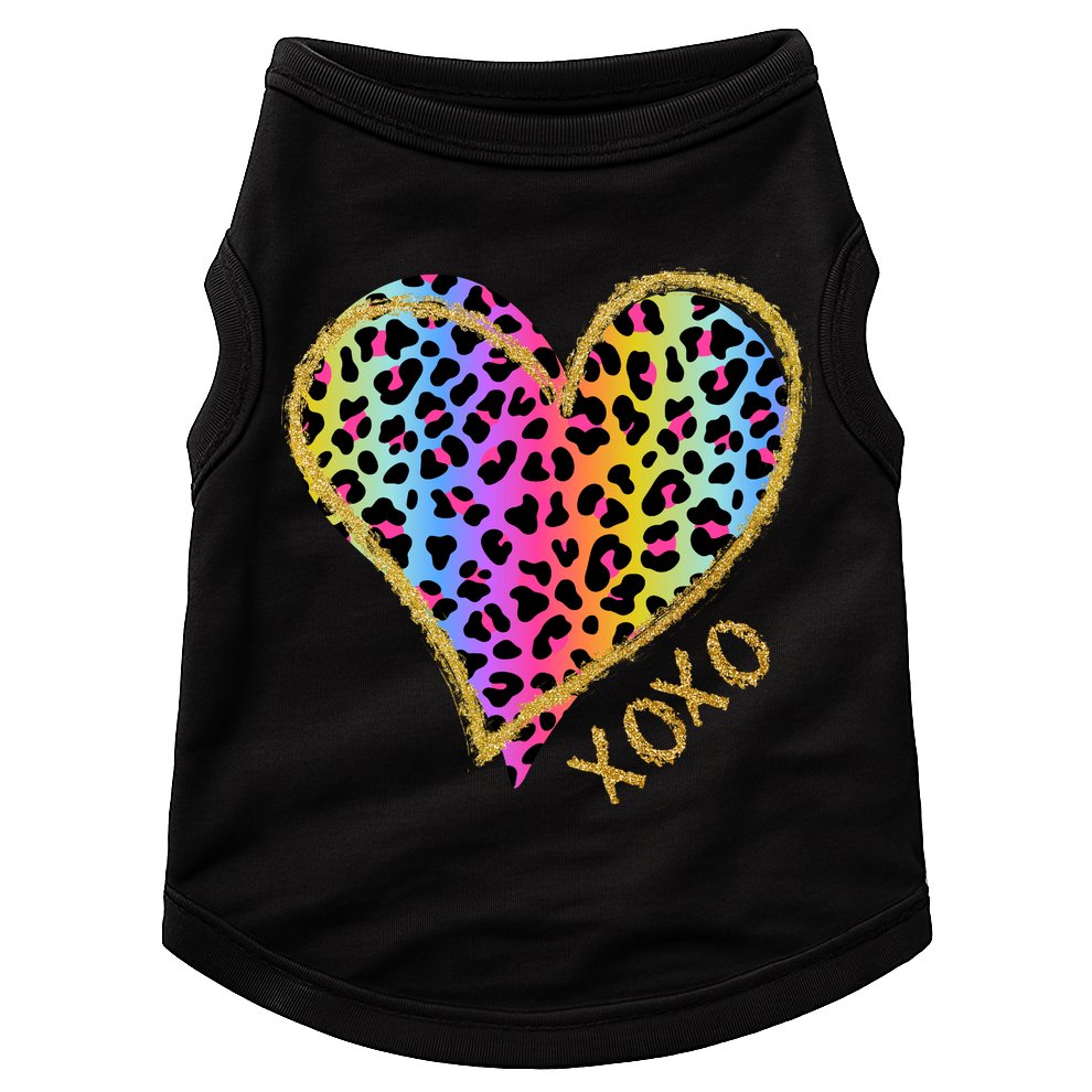 Colorful Neon Cheetah Print Heart Xoxo Doggie Tank