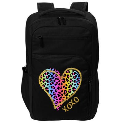 Colorful Neon Cheetah Print Heart Xoxo Impact Tech Backpack