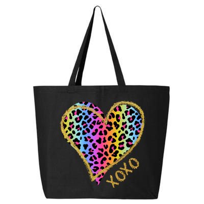 Colorful Neon Cheetah Print Heart Xoxo 25L Jumbo Tote