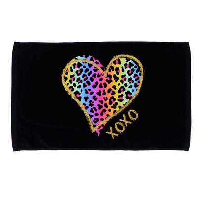 Colorful Neon Cheetah Print Heart Xoxo Microfiber Hand Towel