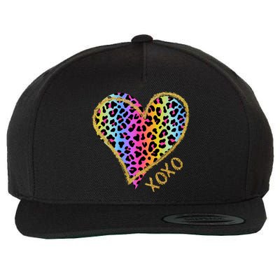 Colorful Neon Cheetah Print Heart Xoxo Wool Snapback Cap