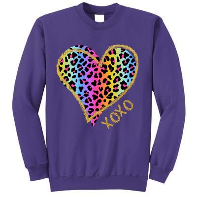 Colorful Neon Cheetah Print Heart Xoxo Sweatshirt