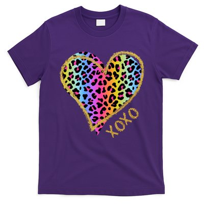 Colorful Neon Cheetah Print Heart Xoxo T-Shirt