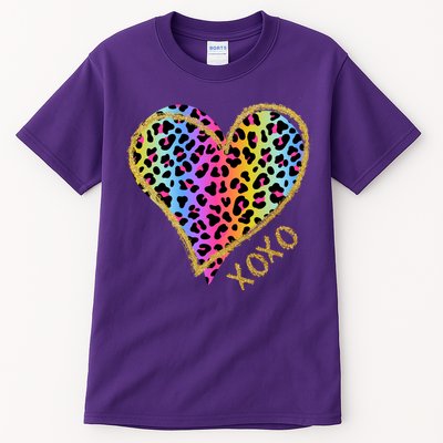 Colorful Neon Cheetah Print Heart Xoxo Tall T-Shirt