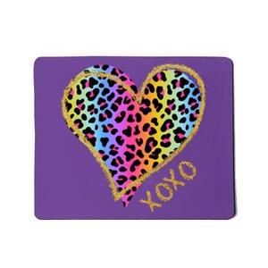 Colorful Neon Cheetah Print Heart Xoxo Mousepad