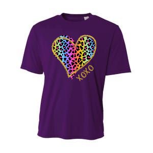 Colorful Neon Cheetah Print Heart Xoxo Performance Sprint T-Shirt