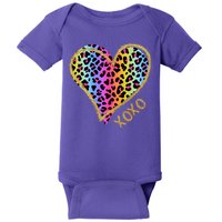 Colorful Neon Cheetah Print Heart Xoxo Baby Bodysuit