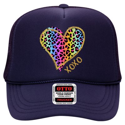 Colorful Neon Cheetah Print Heart Xoxo Hat