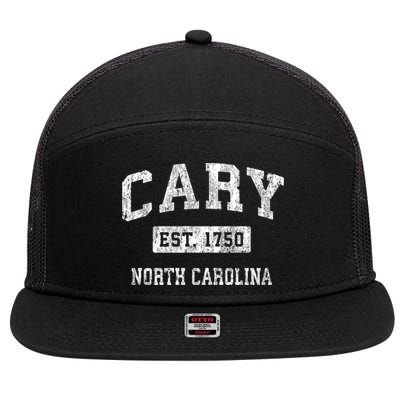 Cary North Carolina Nc Vintage Established Sports 7 Panel Mesh Trucker Snapback Hat
