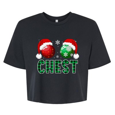 Chest Nuts Christmas Funny Matching Couple Chestnuts Bella+Canvas Jersey Crop Tee